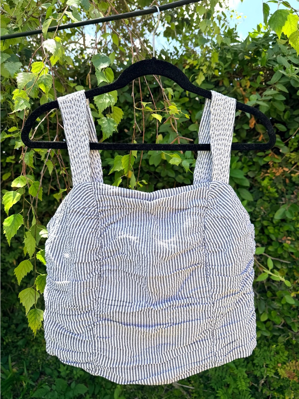 100% cotton Pilcro by Anthropologie Smocked Striped Crop Tank Top Size M